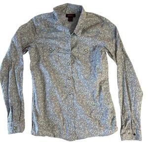 Rock and Roll Denim Mens XXL Paisley Western Pearl Snap Shirt Blue